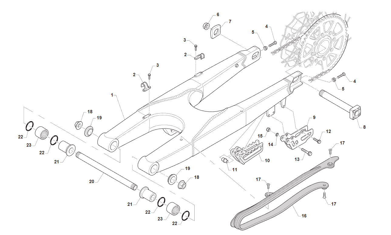 2T 85/100 MX/SMX JUNIOR FROM 2018 TO 2024 - FRAME - REAR SWING ARM 